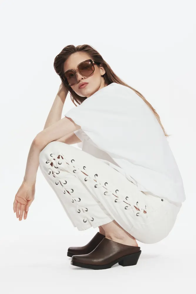 Spodnie ze sznurowaniem off-white denim