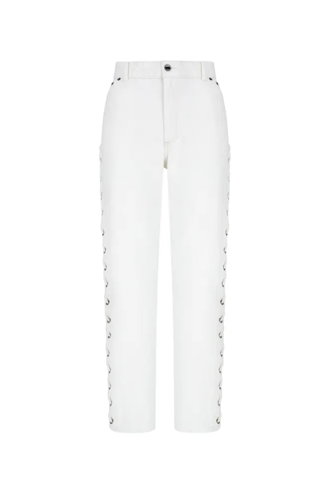 Spodnie ze sznurowaniem off-white denim 8